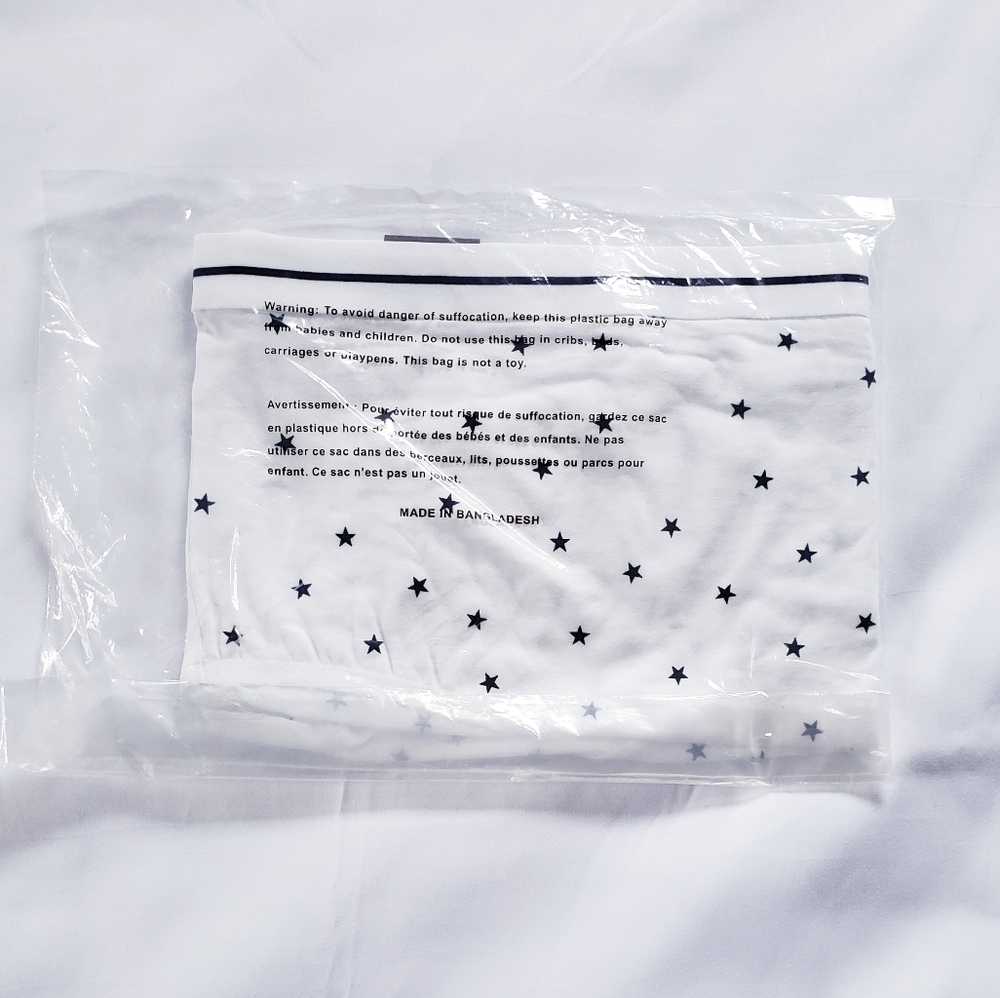 Cacique Cotton High-Leg Brief Sz 30/32 White with Navy Stars